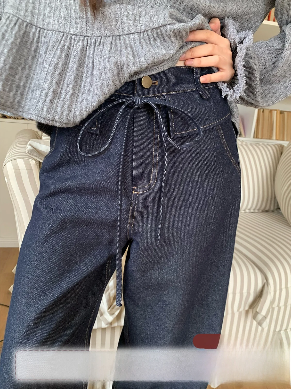 

Джинсы с высокой талией, женские винтажные джинсы оригинального цвета с поясом, повседневные длинные брюки, весенний сезон, эффект похудения