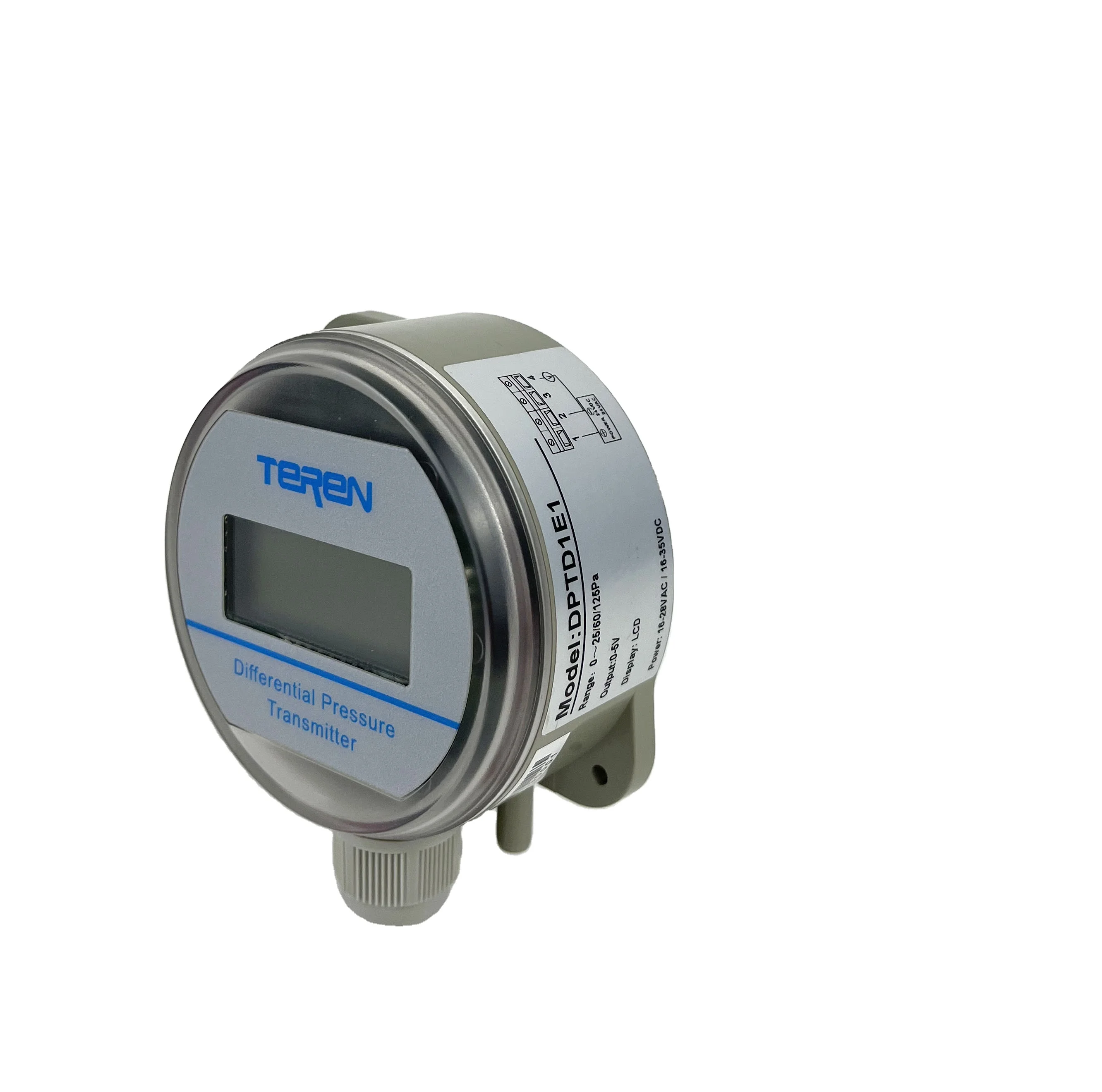 Trasmettitore di pressione differenziale montato su condotto 0-25/60/125 Pa con uscita RS485/Modbus