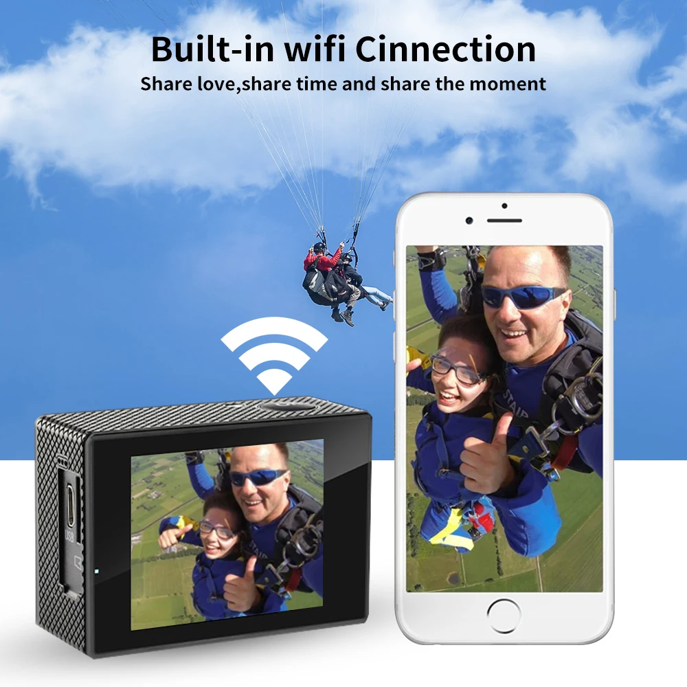 Action Camera Ultra HD 4K30FPS WiFi 2.0'' 170D Waterproof Helmet Video Recording Cameras Sports Bicycle Vlog With Remote Control image 5