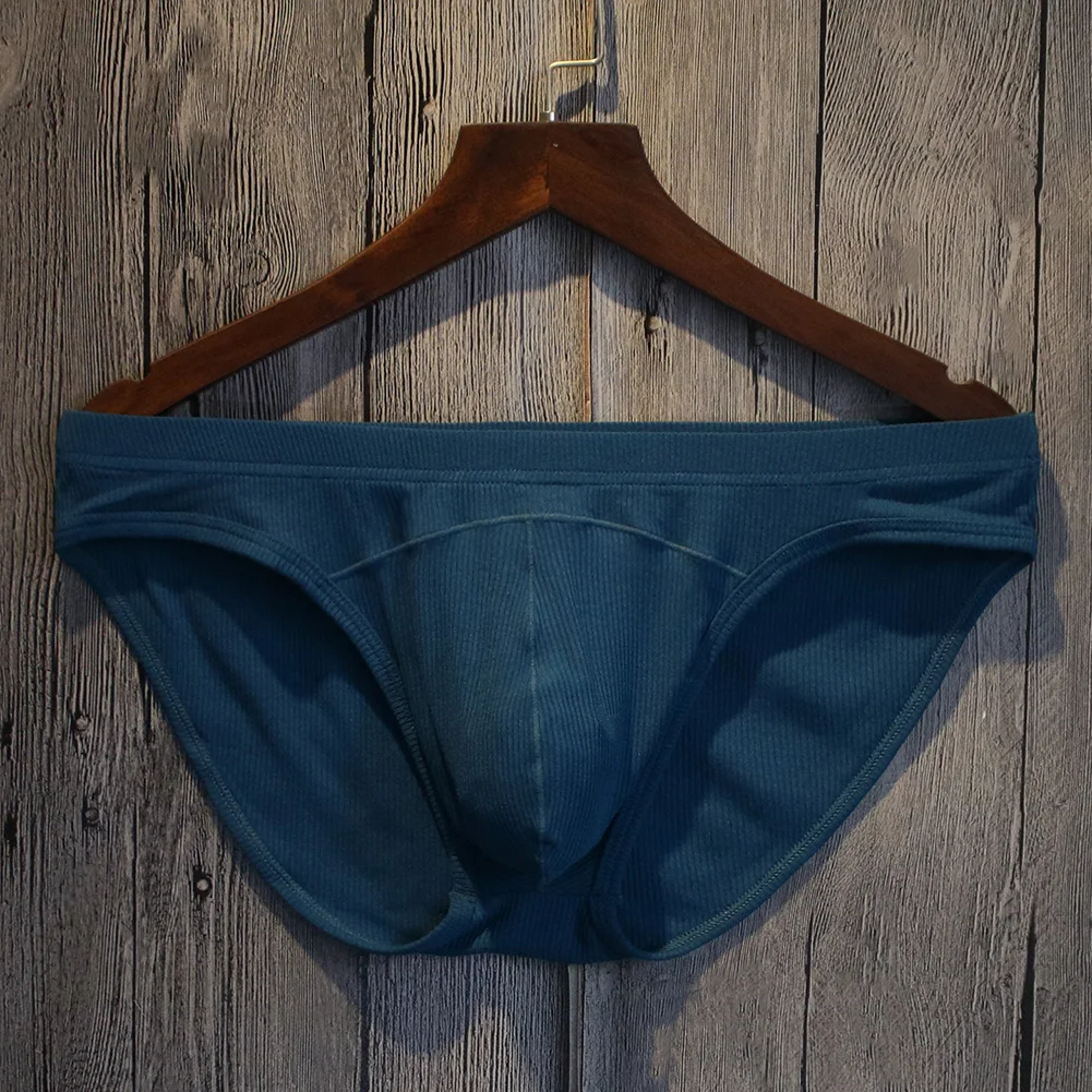 1 قطعة الرجال الصلبة مخطط الملمس ملخصات الملابس الداخلية تنفس U محدب الحقيبة السروال بلون مثير ملخصات M-2XL حجم كبير #5