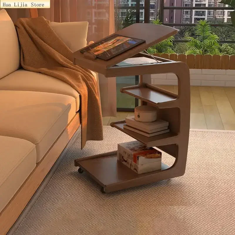 Solid Wood Sofa Side Several Movable Living Room With Wheel Side Cabinet Bedside Shelf Simple Household Coffee Table