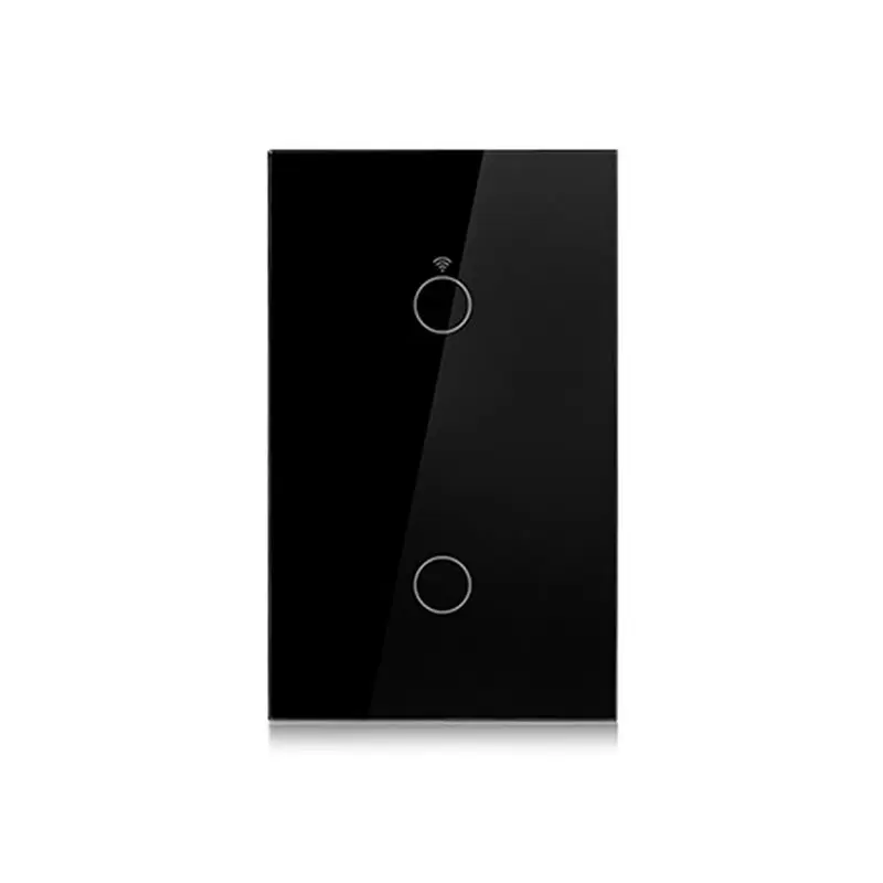 2X Tuya US Plug Wifi Smart Wall Switch 2 Gang No Neutral Wire Touch Sensor LED Light Switches Home Alexa Google Black-AA26