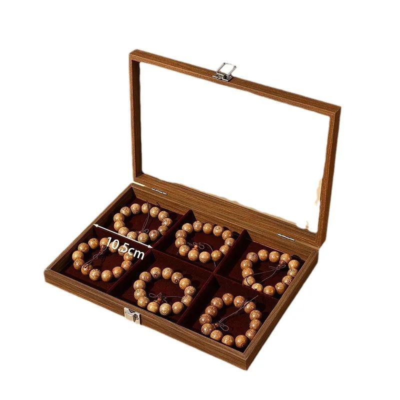 Large Capacity Jewelry Box Women Black Walnut Pattern Cardboard Strong Jewel Storage Rings Necklace Bangles Jewel Organizer Case