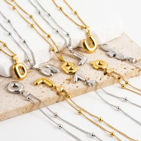 1pc de aço inoxidável personalidade bolha carta inicial A-Z pingente feminino colares jóias versátil balão 26 palavras colares