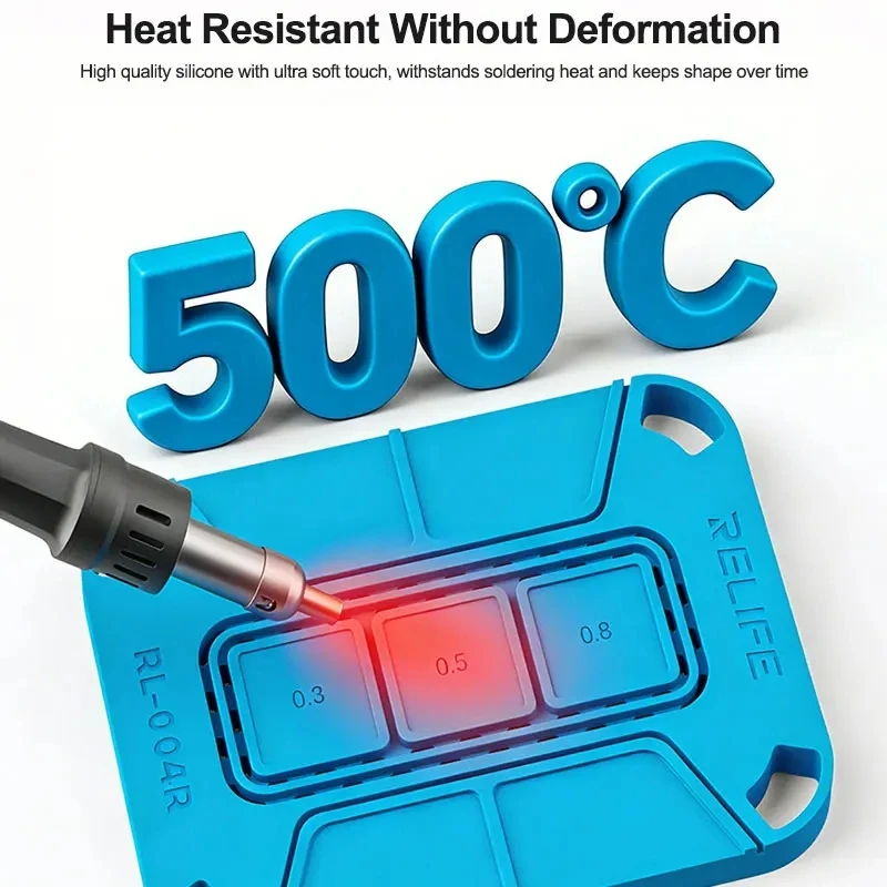 RELIFE RL-004R Silicone Pad Universal Magnetic Insulation Stencil Base Tin Planting Platform for CPU IC Chip Soldering BGA