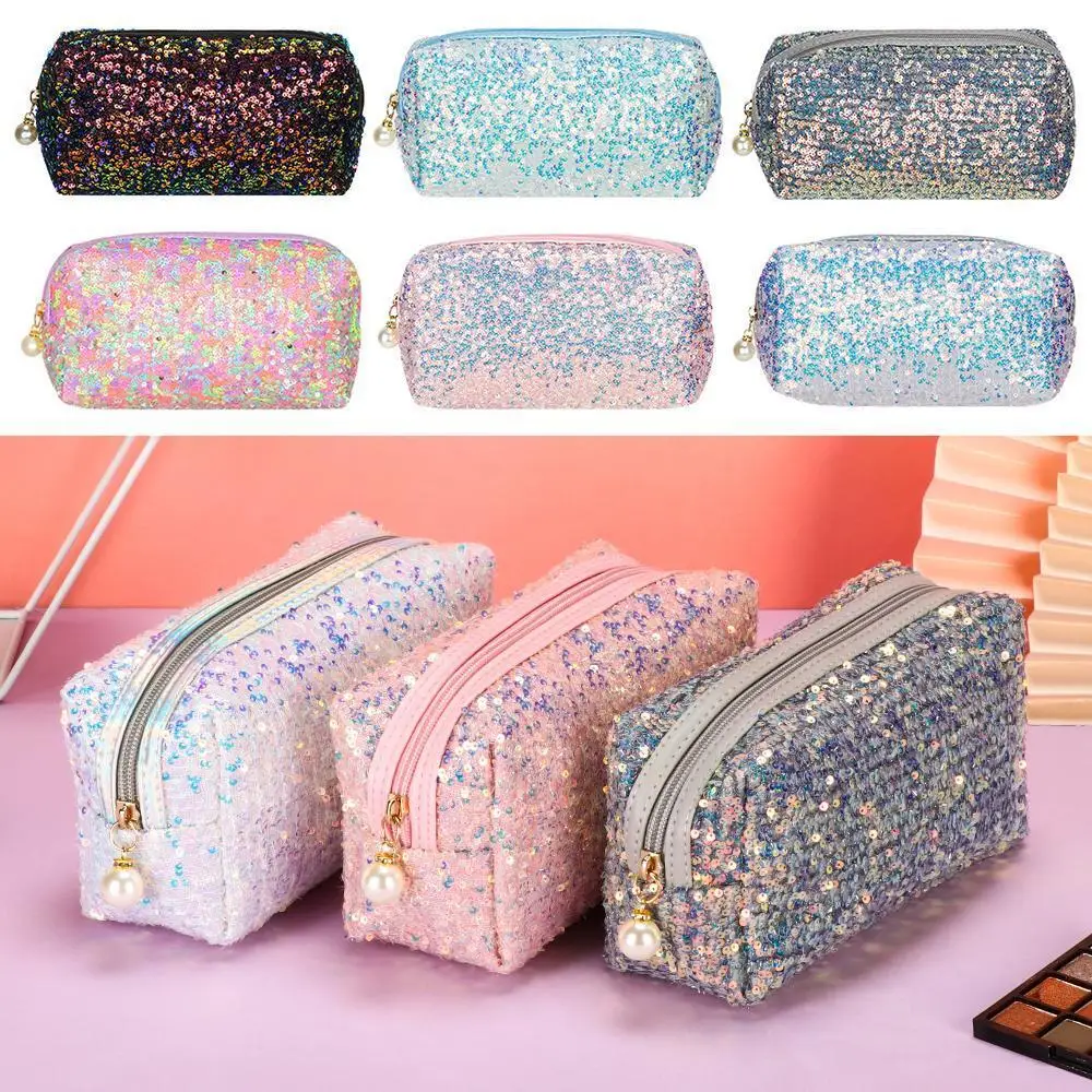 

Mermaid Sequin Glitter Cosmetic Bag Portable Makeup Storage Bag Women Travel Toiletry Organizer Zipper Pouch Fashion Pen Bag