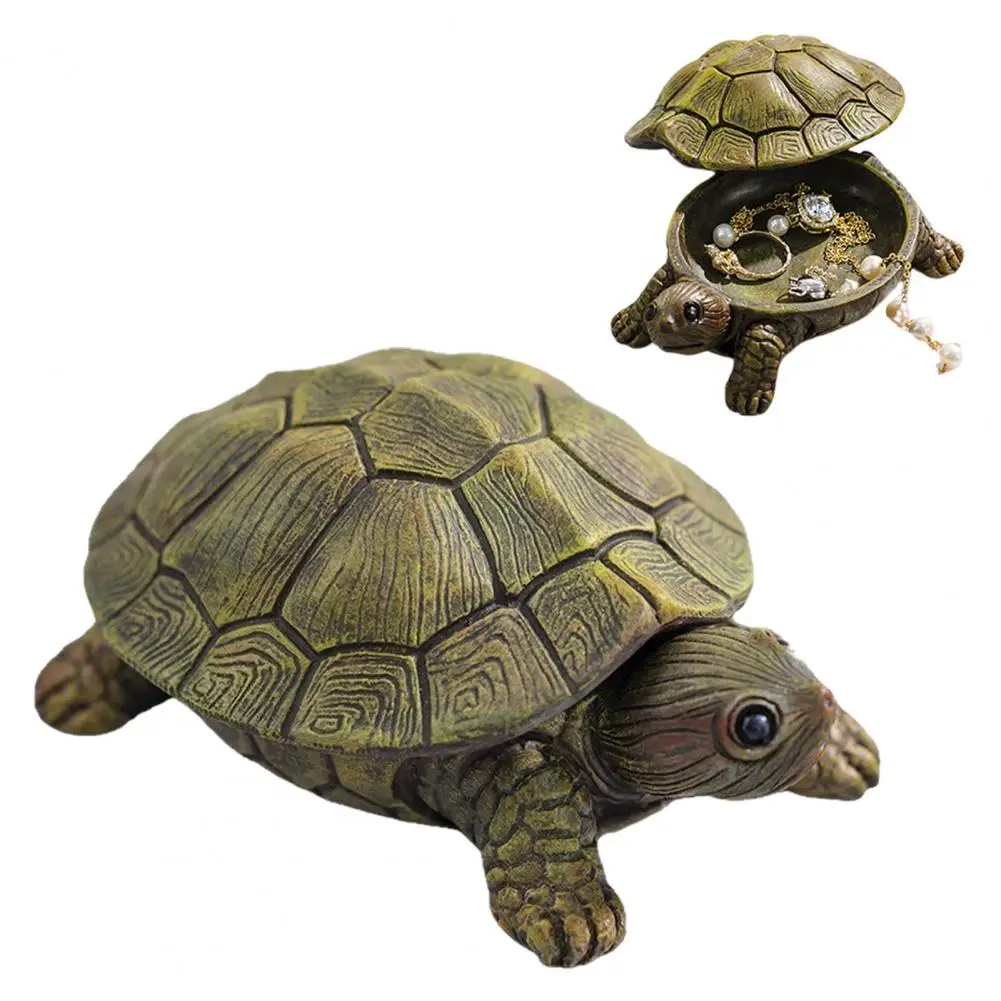 Turtle Storage Box Resin Turtle Trinket Box Resin Turtle Jewelry Storage Box with Lid Tortoise Trinket Organizer Container