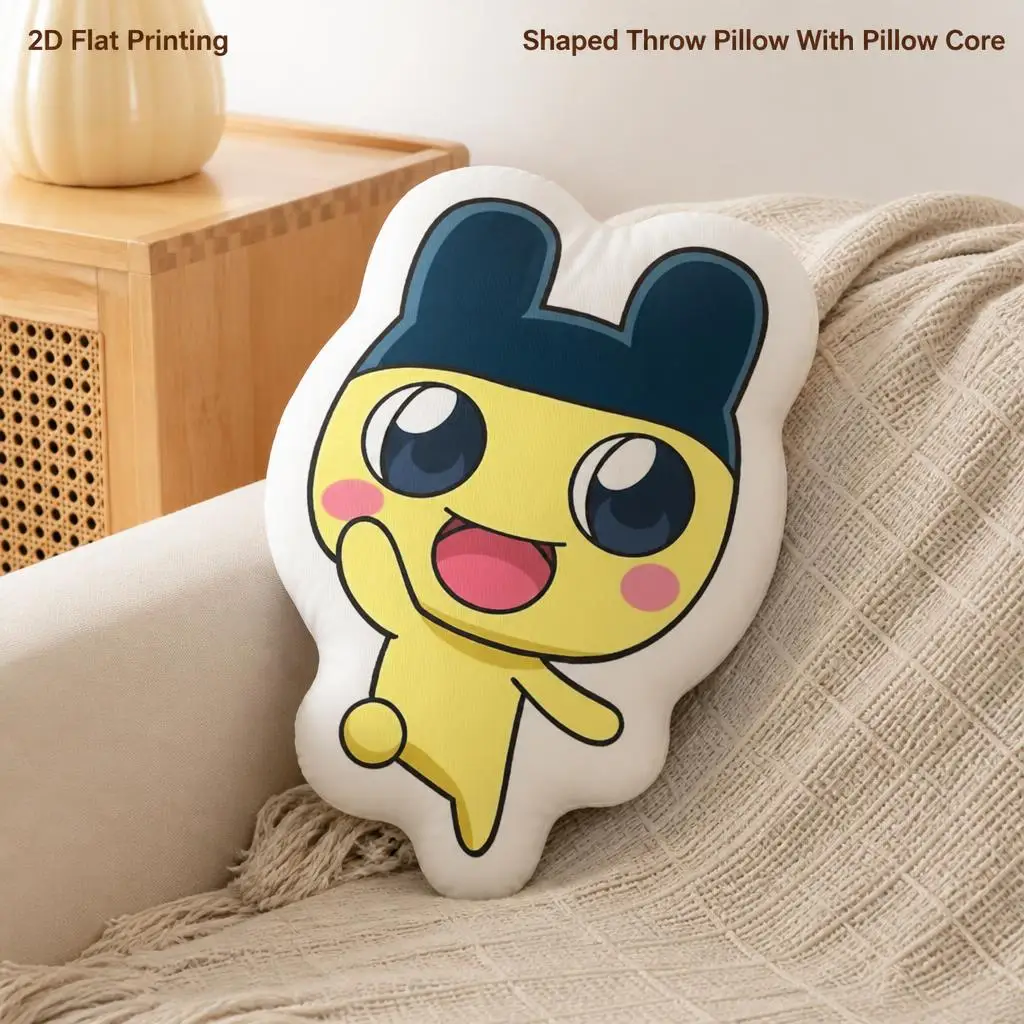 Mametchi T-Tamagotchis Character Shaped Throw Pillow Cute Anime Cushion Stuffed Decorative Pillow for Bedroom Sofa Home Decor