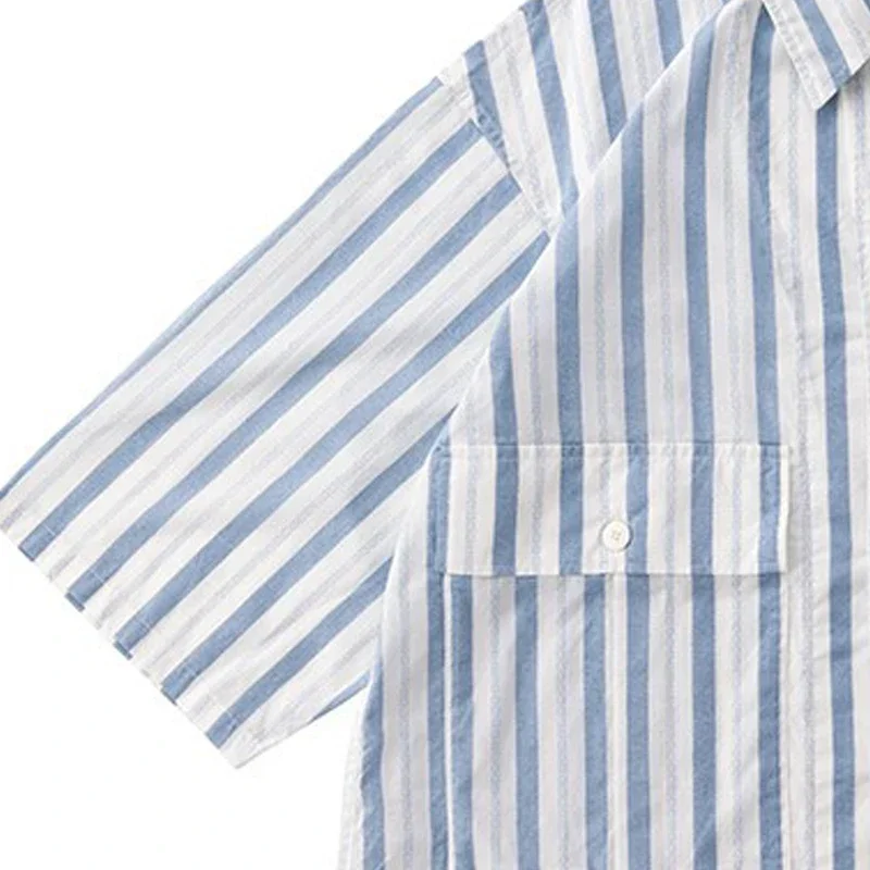 Original Japanese Striped Men's Short Sleeved Summer Trendy Casual Loose Shirt Non 20SS - Image 4