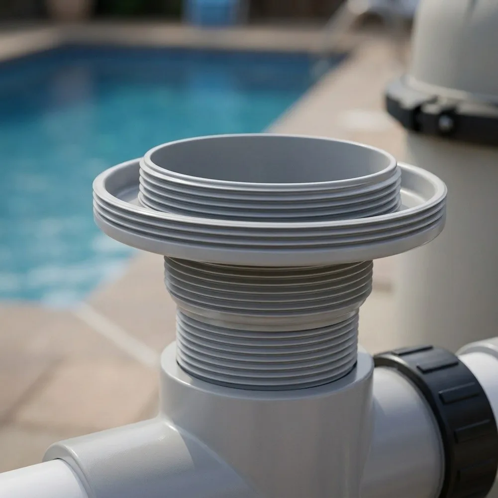 For Intex 10744 Pool Strainer Connector Gray Plastic Threaded Fitting for Efficient Filtration System Operation