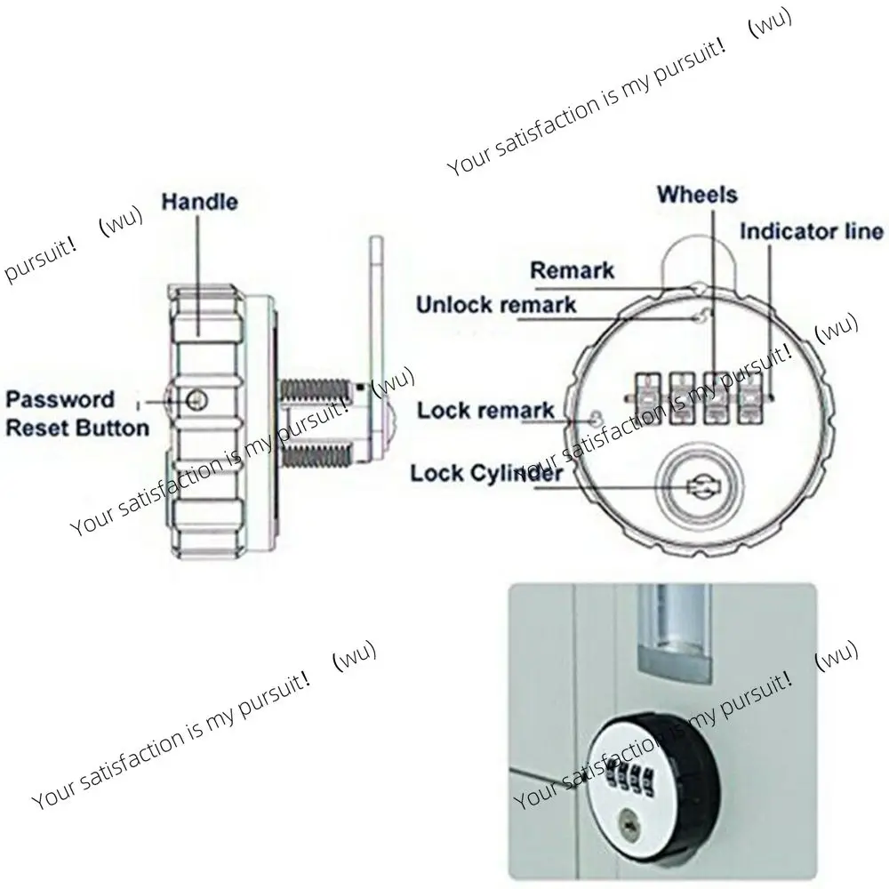 Combination Cabinet Cam Lock 4 Digital Round Padlock with Key Drawer Door Gym School Locker with Key Reset Security