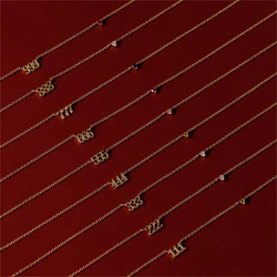 111 222 333 444 555 666 777 888 999 Necklaces For Women Men Gold Color Stainless Steel Angel Number Necklace Pendant