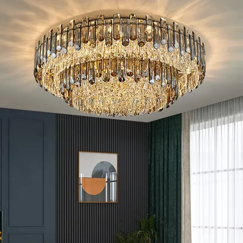 Modern Luxury Metal Crystal Ceiling Light with Remote Control Simple Atmosphere Lamp for Bedroom and Dining Room 2022 New