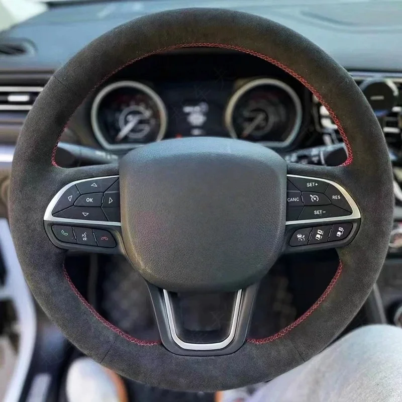 

Suede Leather Car Interior Steering Wheel Cover For Jeep Renegade 2016-2019 Hand Braid Wear Resistant Car Accessories