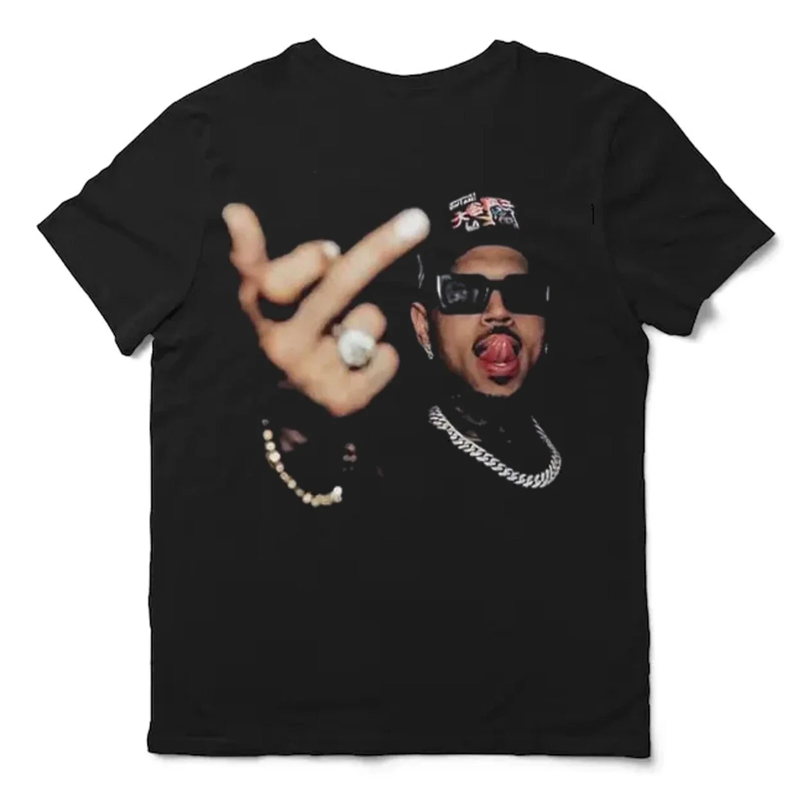 

Футболка American Chris Brown в стиле ретро со средним пальцем/Chris Brown Breezy Bowl XX Tour 202, новая летняя мужская и женская уличная одежда