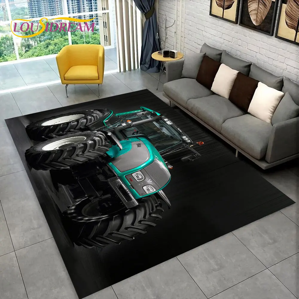 Truck Car Tractor Series Pattern Area Rug,Carpet Rug for Home Living Room Bedroom Sofa Doormat Decor,kids Non-slip Floor Mat 3D