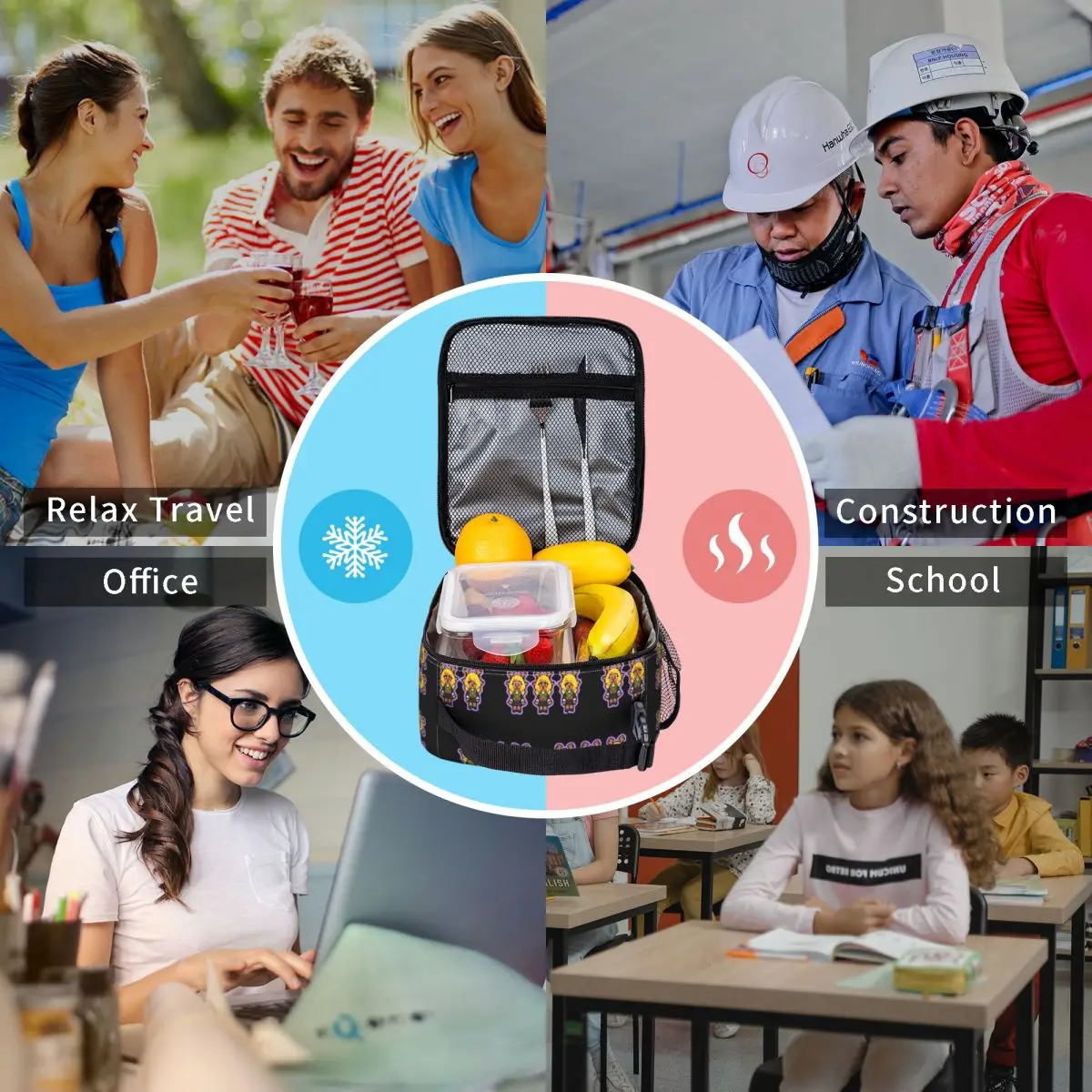 Deltarune Noelle Is Trans Borsa per il pranzo Divertente scatola per il pranzo per uomo Borsa termica portatile da picnic Borse per il pranzo termiche con stampa Oxford