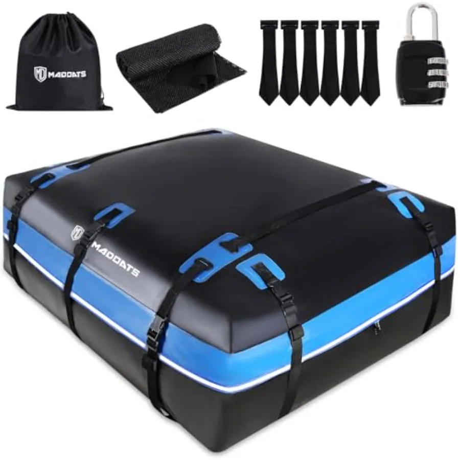 

Багажник на крышу автомобиля 22 куб. фута, для всех типов транспортных средств, водонепроницаемый 840D, с противоскользящим ковриком, 6 крючками, сумка для хранения