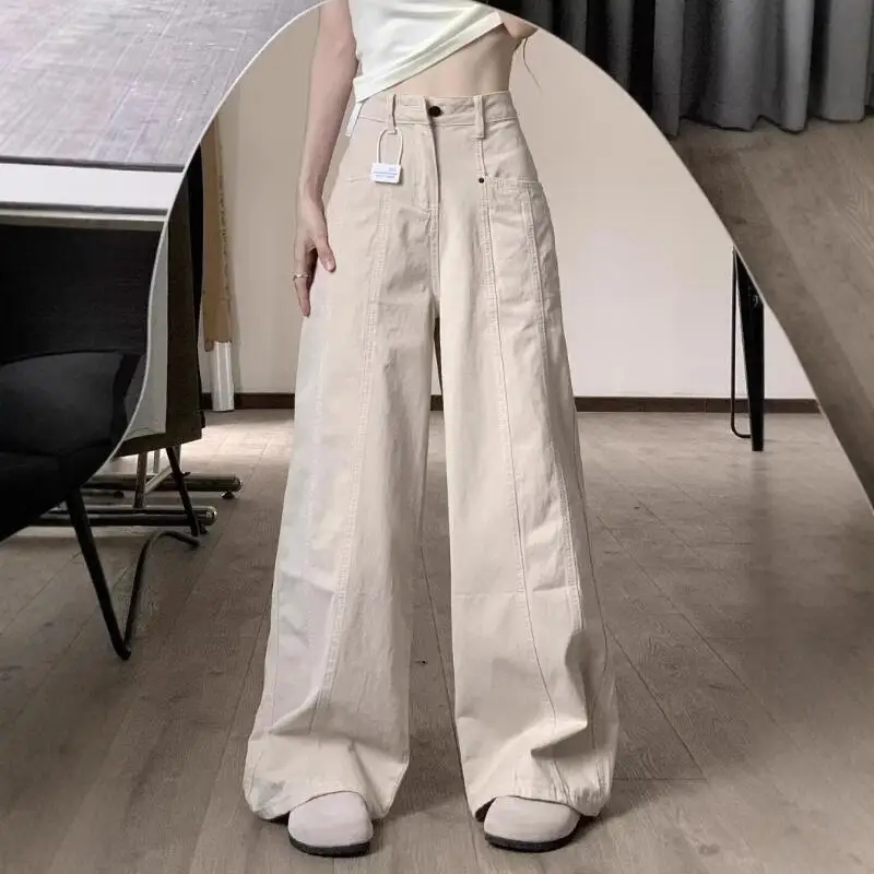 Pantalon à jambes larges pour femmes, marque tendance, rétro, taille haute, élégant, polyvalent, tube droit, Showoff, nouvelle collection 2026