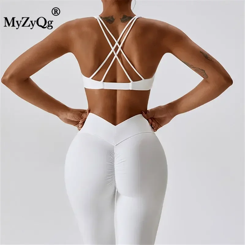 

MyZyQg Women Summer Shockproof Naked Back Cross Yoga Bra Wearing Running Fitness Sports Underwear Gym Vest Tank Tops