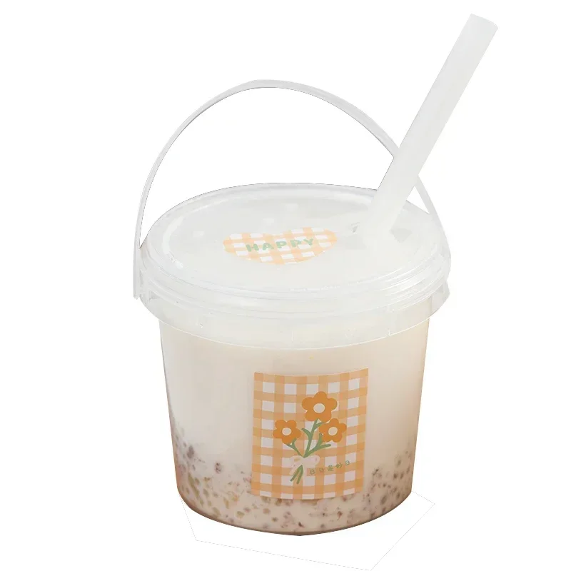 700ml Portable Milk Tea Bucket Portable Packaging cups Box with Lid Household Commercial Disposable Beverage Packaging Bucket