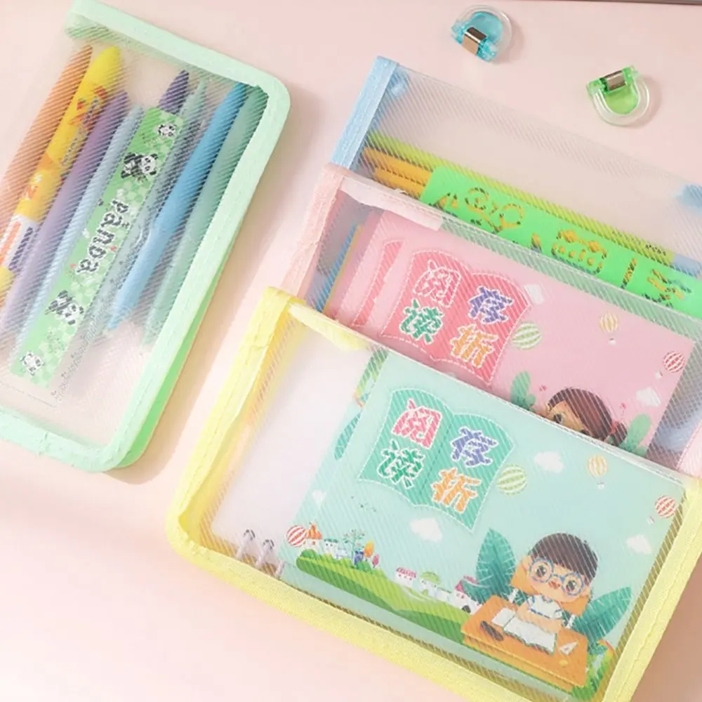 High Quality A6 Bill Storage Bag Zipper Design Large Capacity Pencil Case Transparent Twill Sticker Storage Bag Gift view 4