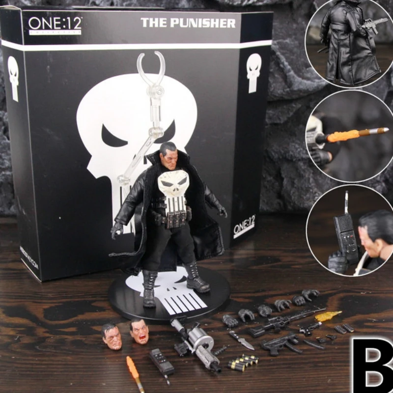 

Marvel Punisher Frank Castle 6" Action Figure Battle Suit Armor Shield Agent Soldier Ko's One:12 1/12 1:12 Comic Doll Model Toys