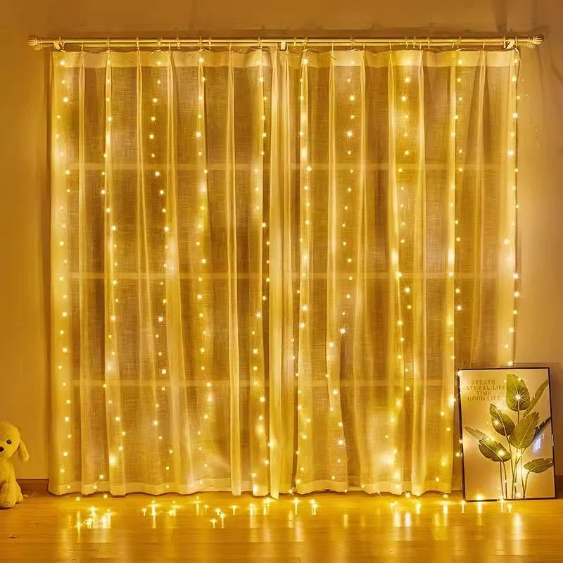 Curtain LED String Lights With Remote Control 3/6M Bedroom Holiday Wedding Christmas Outdoor Decoration Fairy Garland Lamp