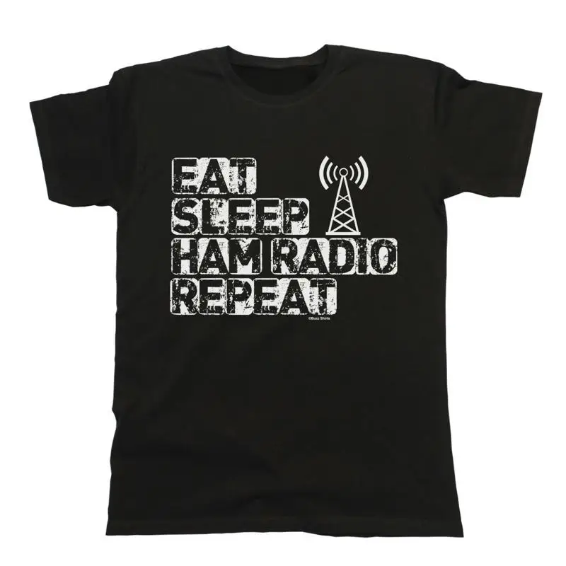 

Eat Sleep Ham Radio Repeat Mens Cotton T Shirt Christmas Funny