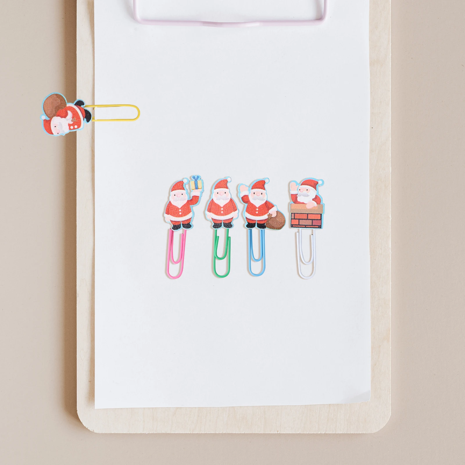

50 Pcs Santa Paper Clip Magnetic Bookmark Christmas Bookmarks for Kids Paperclip Clips Decorate Child