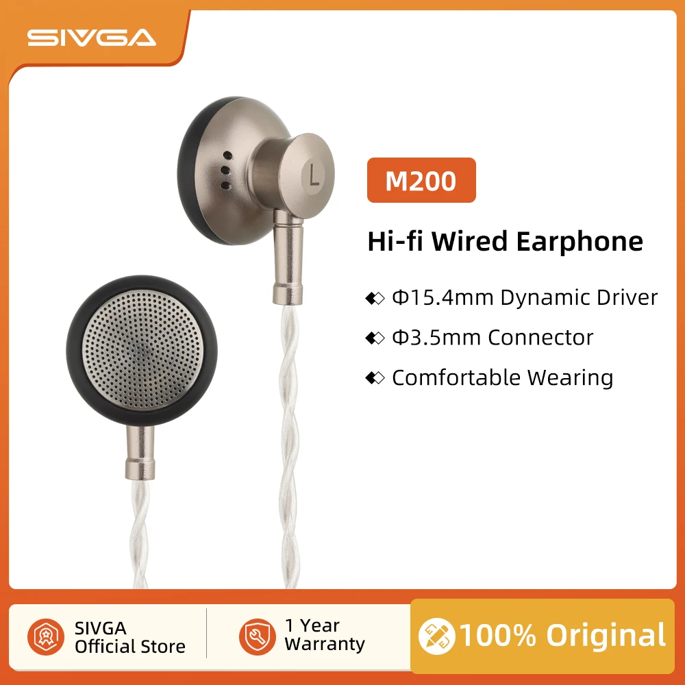 SIVGA M200 Hi-fi Wired Earphone In-ear Earbud Clear Sound & Wide Soundstage 3.5mm Jack Dynamic Driver for Mobile Phone Computer