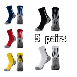5 Pairs New ANTI SLIP Football Socks Men Women Sports Socks Non-slip Silicone Bottom Soccer Outdoor Sport Socks