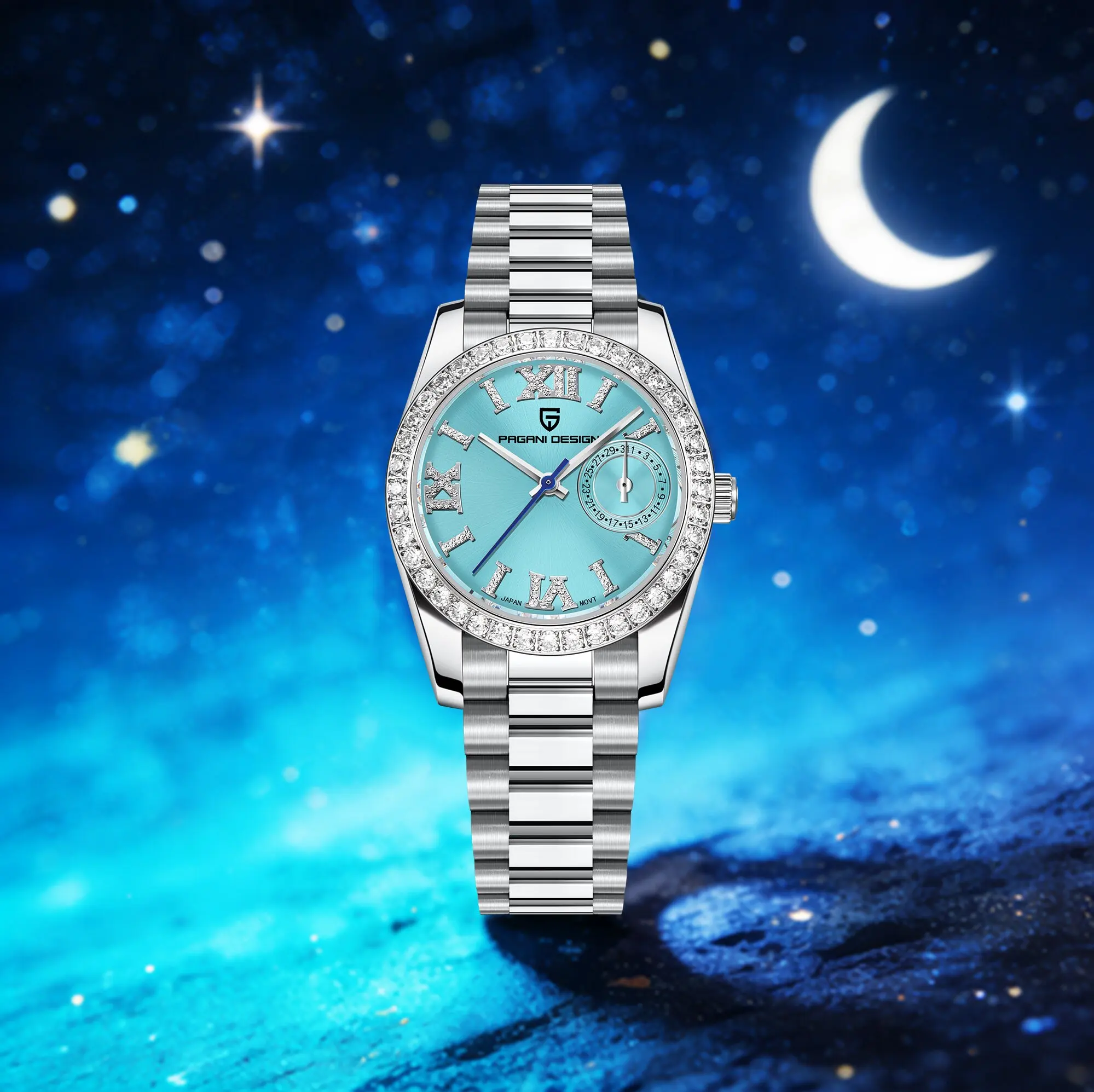 PAGANI DESIGN Delicate Luxury Ladies Quartz Watch High-End Classic Sapphire Glass Stainless Steel Diving Clock Butterfly Buckle