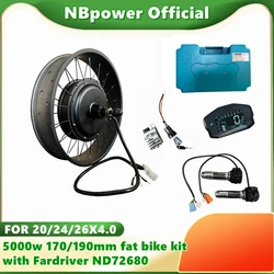 NBpower 170/190mm Dropout 48-72v 5000w Rear Hub Motor Fat Bicycle Conversion Kit Fardriver ND72680 Cntroller DKD display