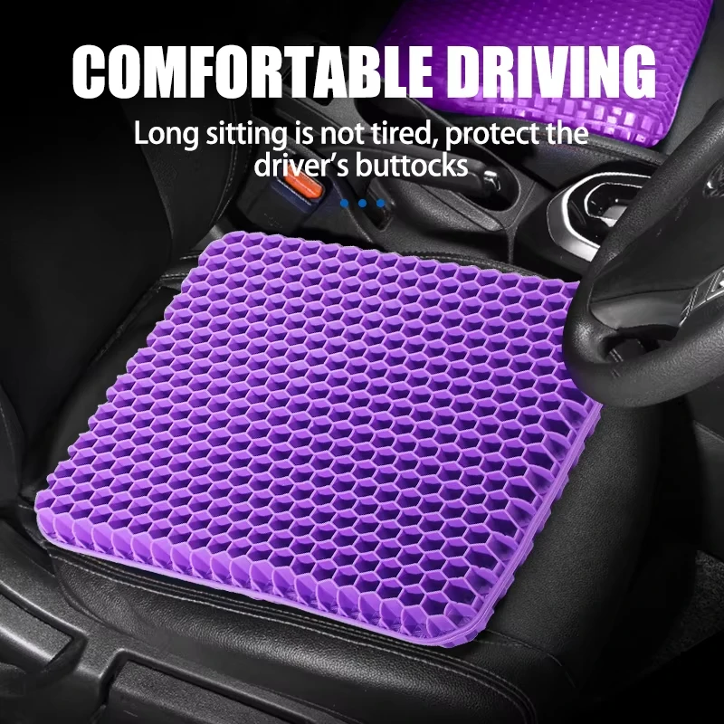 Gel Seat Cushion for Long Sitting Double Thick Gel Seat Cushion Breathable Honeycomb Chair Cushion with Non-Slip Cover Long Trip