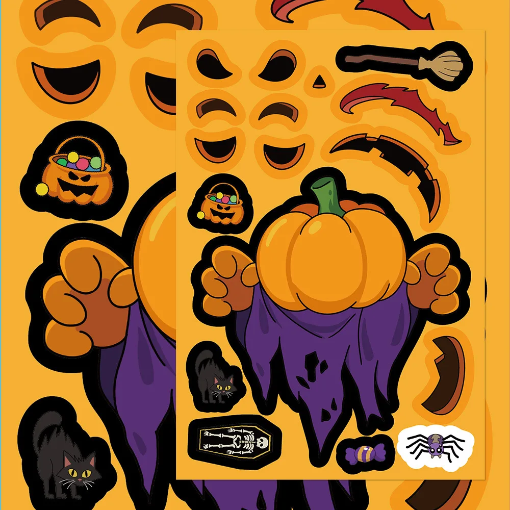 8/16 fogli Happy Halloween fa una faccia adesivo puzzle telefono fai da te laptop bagagli skateboard graffiti decalcomanie divertimento per regalo