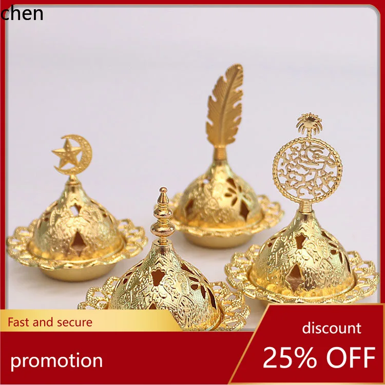 

Cz mini incense burner creative golden pagoda incense holder small metal aromatherapy burner
