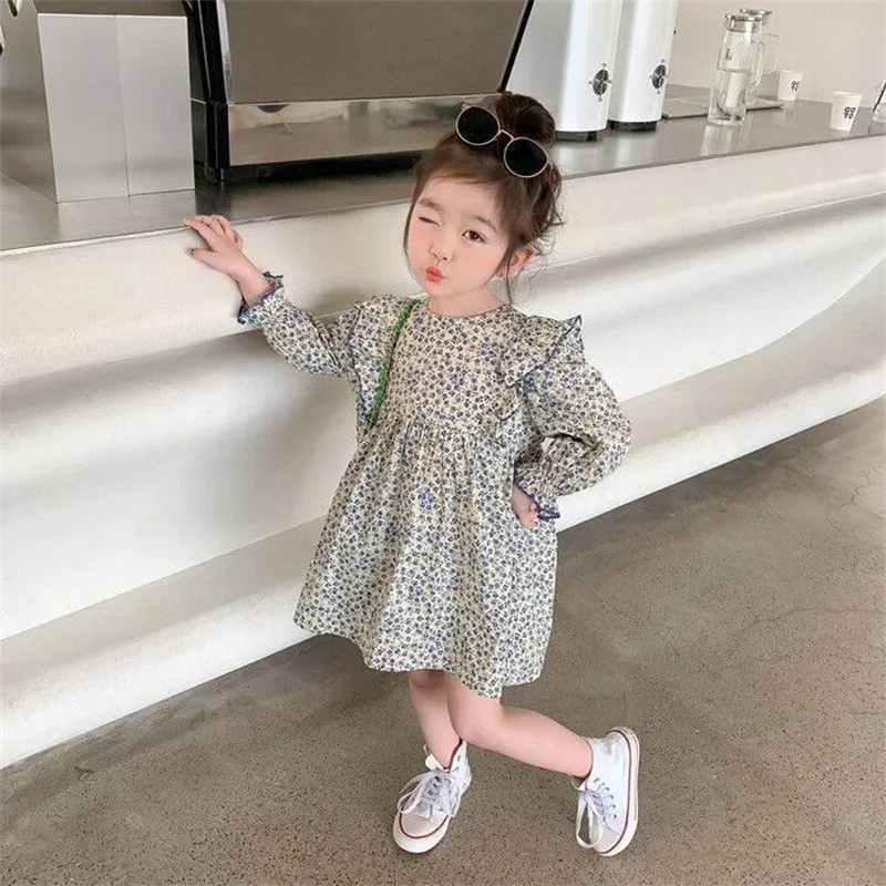 Girls Coat +Dress Kids Suits 2PCS/Set Cotton 2024 Flowers Spring Autumn Cotton Jogging Suit Teenagers Children Clothing