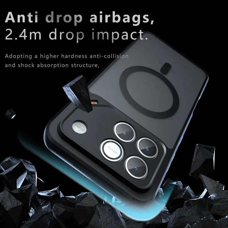 Für Honor Win, Win RT Magnetische Hülle ELVEV Anti-Drop-Airbags Harte PC-Hülle mit mattem Hautgefühl und Saugnapf