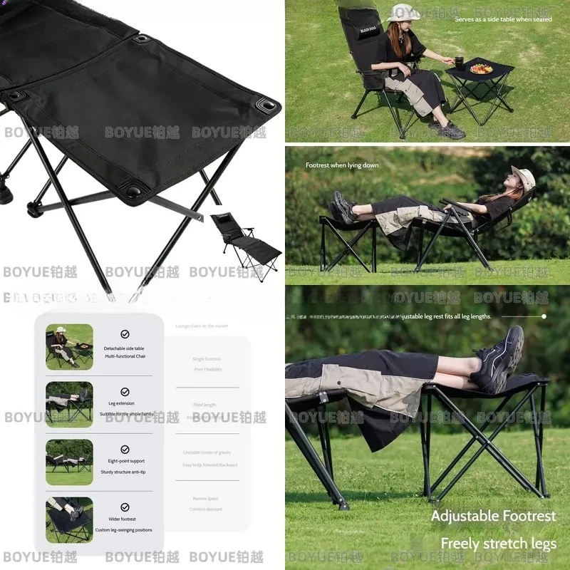 Modular Recliner Set With Detachable Table And Chair Footrest 5-gear Adjustable Portable Outdoor Camping Folding