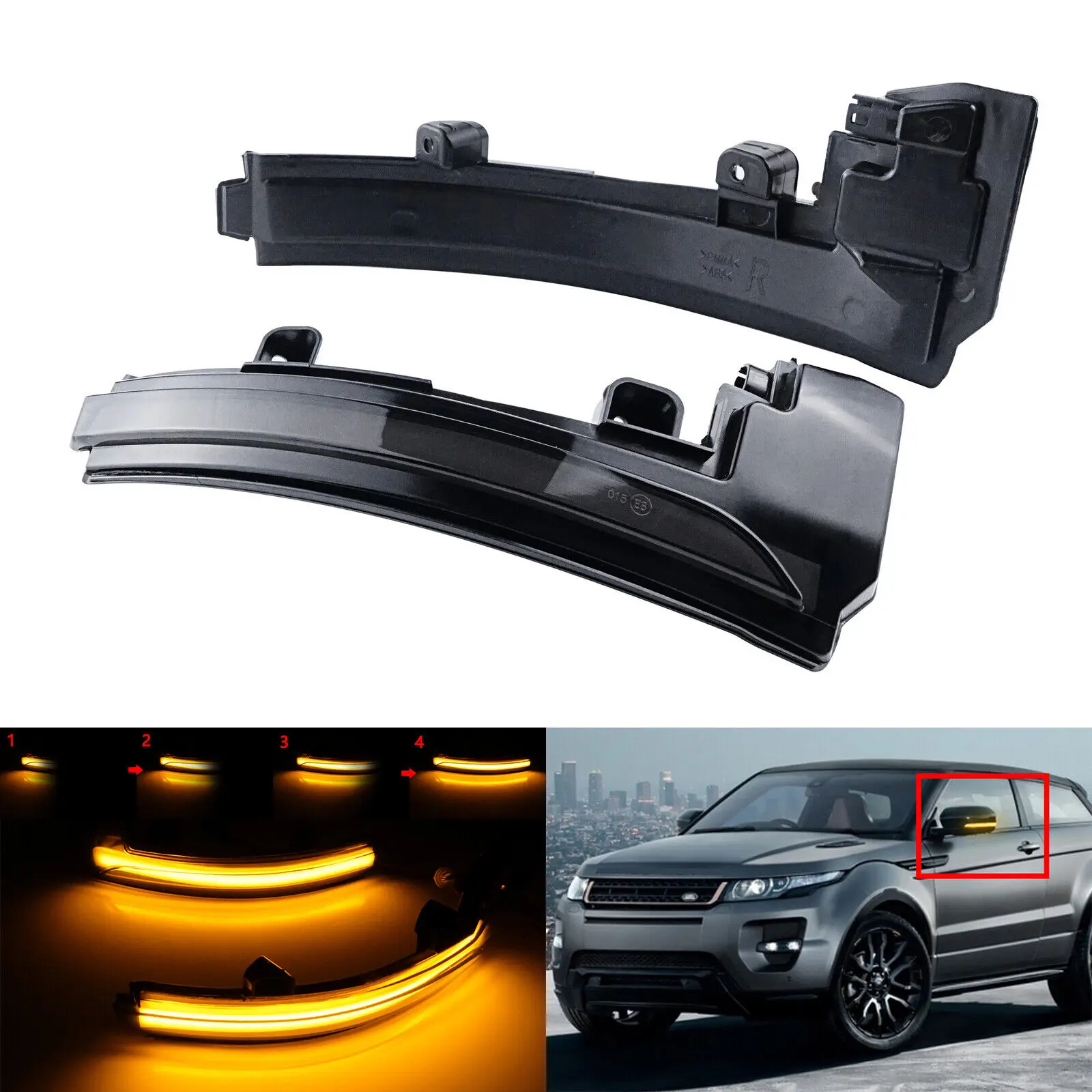 2x LED Dynamic Side Rearview Mirror Sequential Turn Signal Light For Land Rover Range Rover Sport L494 Evoque L538 Discovery 5