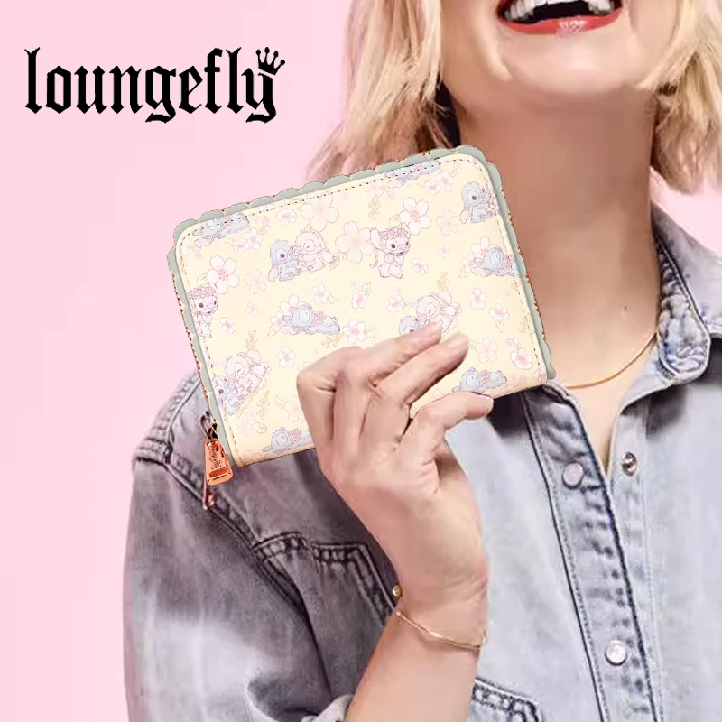 

Loungefly Disney Cute Stitch Cherry Blossom Zip Around Wallet and Mini Backpack
