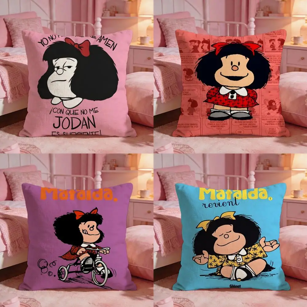 M-MafaldaS Cute Cartoon Cushion Cover Premium Comfort Reversible Pillow Cove -Two In One Design For Any Room & Car Interior