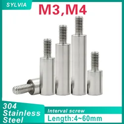 5pcs/lot M3 M4 +6mm thread length 304 Stainless Steel Hex Standoff Male to Female  Standoff Spacer screw