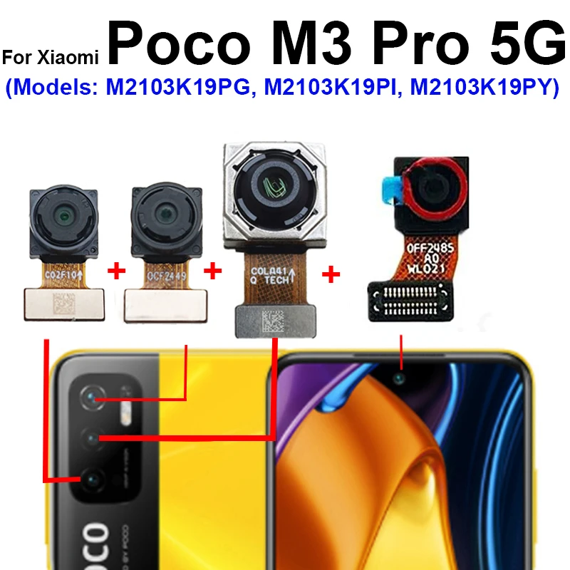 Rear Main Front Camera For Xiaomi Pocophone POCO M3 M3 Pro 4G 5G Front Selfie Samll Facing Back Camera Camera Flex Cable Parts