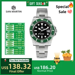 San Martin 40mm NH35 Water Ghost Diving Watch For Men Business Mechanical Sapphire Lume Reloj Hombre Waterproof 20Bar SN0017B