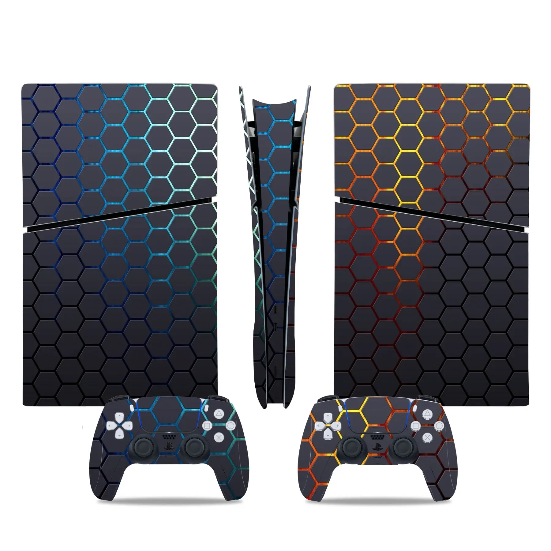 ملصق جلد رقمي لوحدة التحكم و وحدتي تحكم ، ملصق فينيل ملفوف بالكامل ، غطاء واقي ، لوحة وجه ضيقة PS5