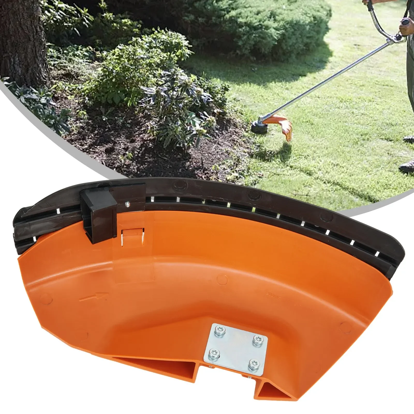 

Power Equipment Trimmer Guard Garden Home Reliable Wear Resistant Non Deformation Orange Plastic Easy To Install