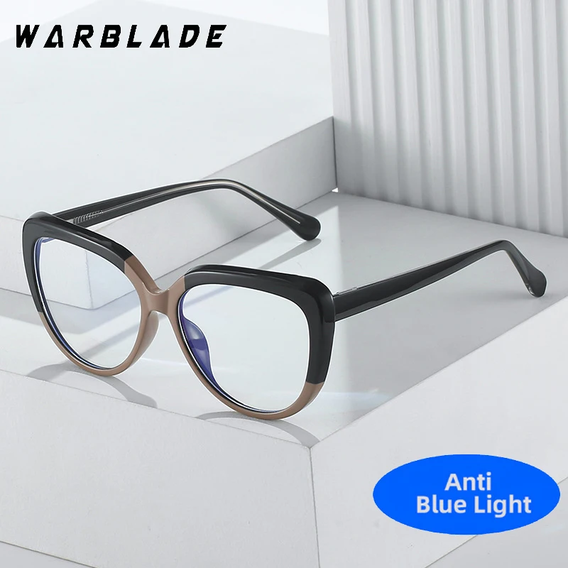 

TR90 Fashion Glasses Frame Trendy Cat Eye Large Two-color Frame Man Anti Blue Light Eyeglasses Retro Women Spectacle ﻿Eyewear