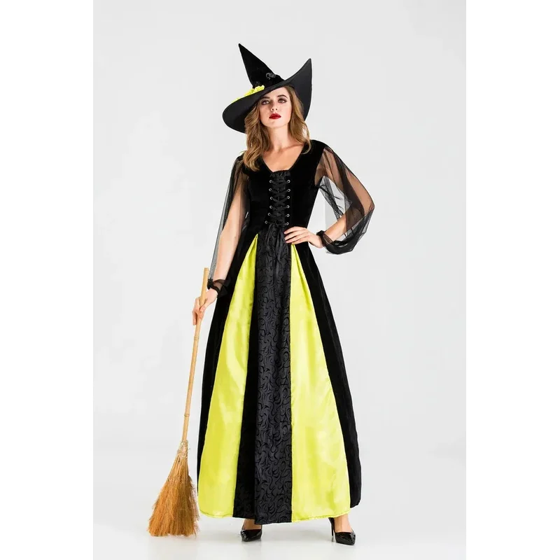 

Fantasy Witch Fancy Up Party Dress Carnival Performance Clothing Halloween Sorceress Costume Adult Cosplay XL 2XL